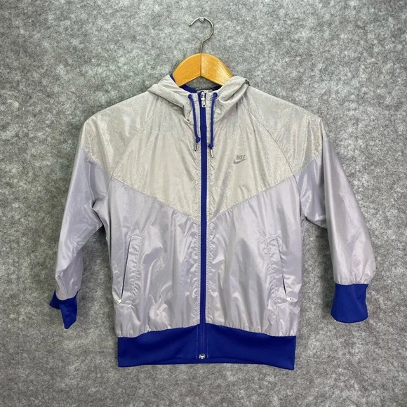 Nike Women's Windrunner Reflective Jacket Medium Full Zip Hooded Athletic Silver - Picture 1 of 11